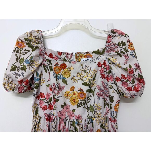 Coco Shop Short Sleeve Maxi Dress Multi Floral Print Cotton Rainbow Colorful M - Picture 6 of 16